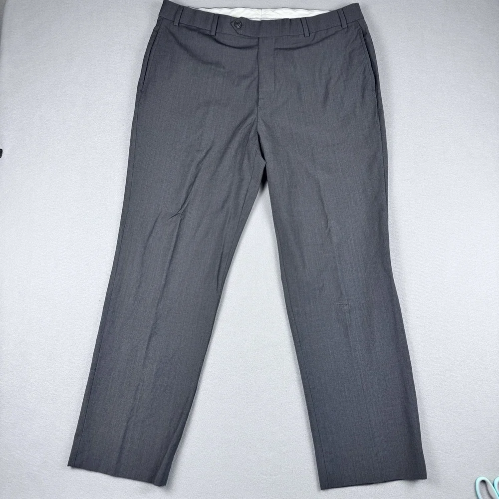 Brooks Brothers Madison Fit Wool Pants 38x30 Gray Straight Extended Button Flat
